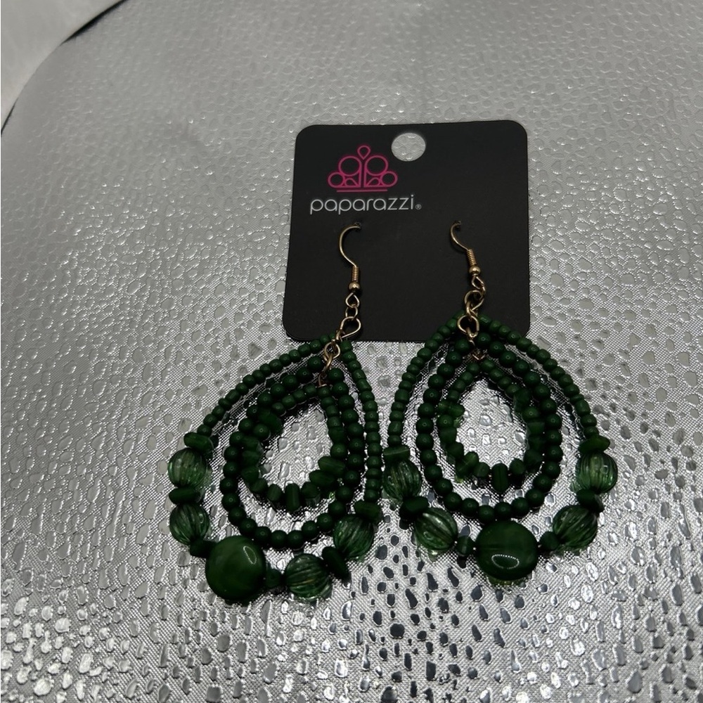 Paparazzi Green Beaded Dangle Earrings